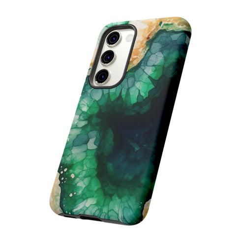 Green Geode in Watercolor - Impact Resistant Phone Case